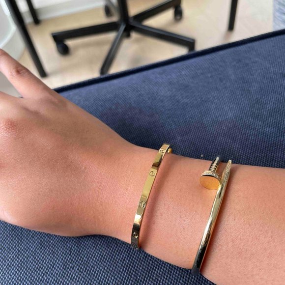 Gold Filled & Stainless Steel Bangle Size 18 4mm - Picture 6 of 13